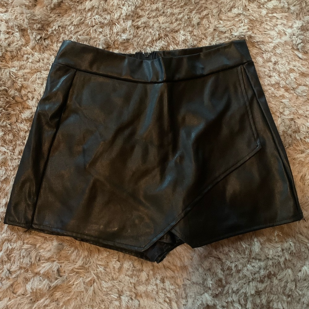 Black, pleather envelope skort